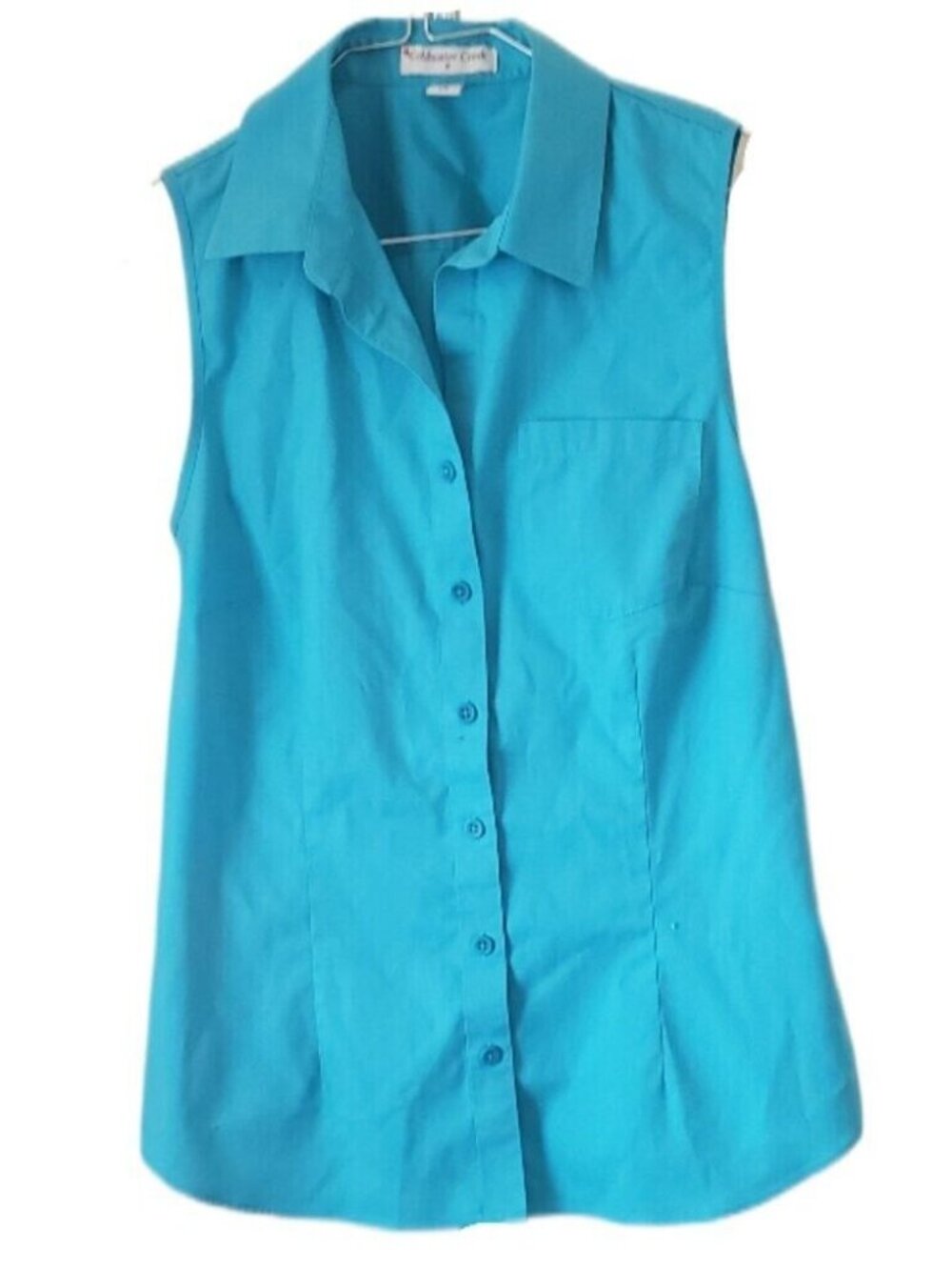 Coldwater Creek Women's Blue Sleeveless Button Down Blouse